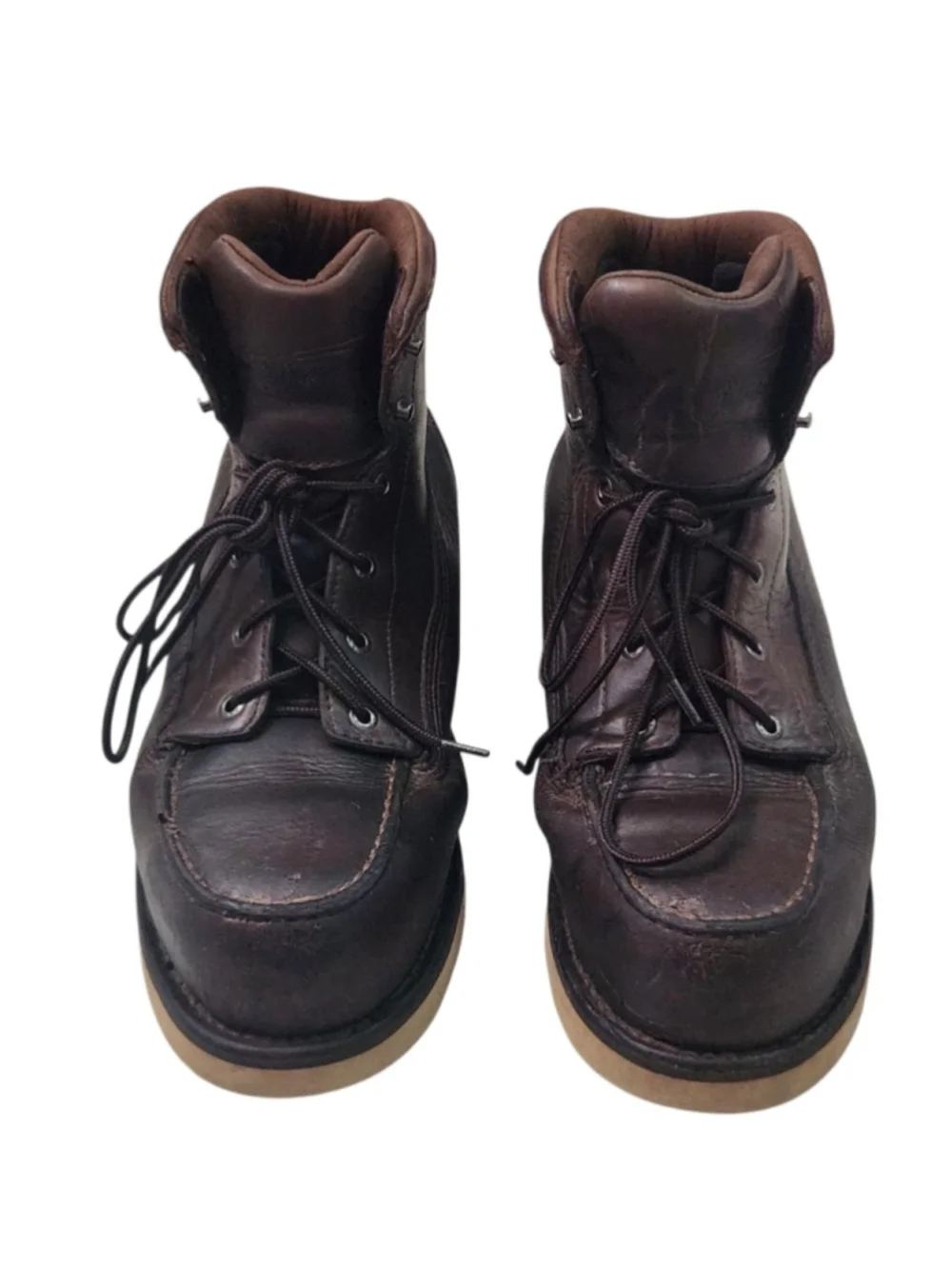 Red Wing Shoes Brown Leather Work Boots with Tan Sole